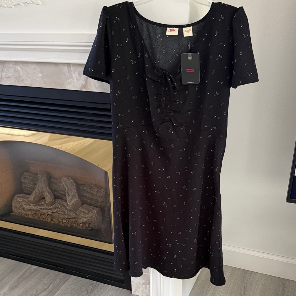 Levi's Black Mini Dress with Subtle Patterns
